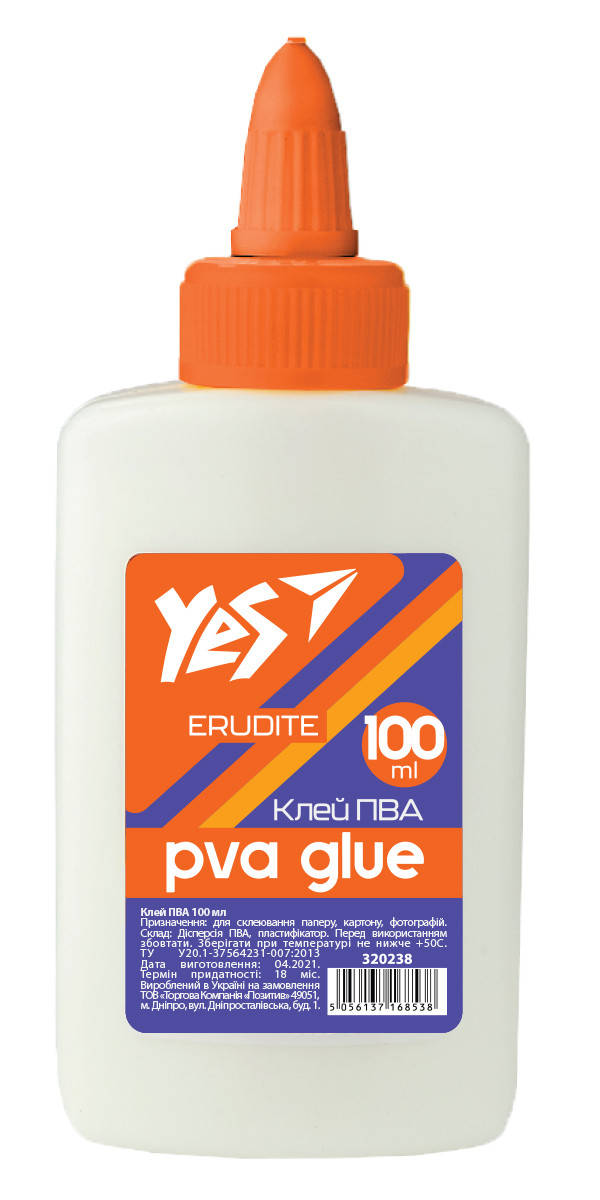 

Клей ПВА YES 100мл евроковпачком Erudite (320238)