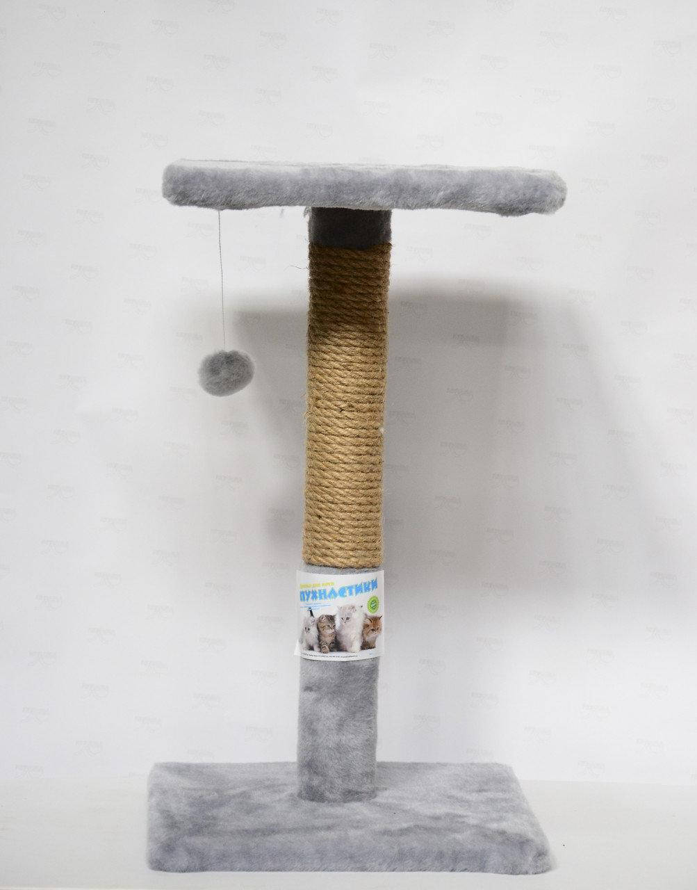 

Когтеточка "Пушистик" с полкой (джут) 30/30/50 см серый