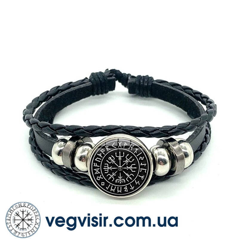 

Шикарный кожаный браслет Вегвизир шлем ужаса Рунический компас амулет оберег из викингов Vegvisir
