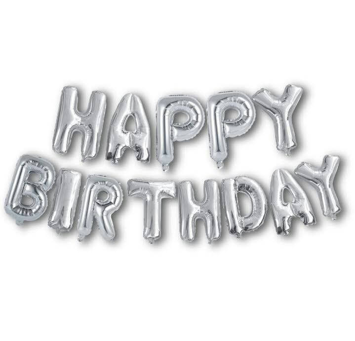 

Фольгированные буквы серебряные HAPPY BIRTHDAY, 40 см, Серебристый