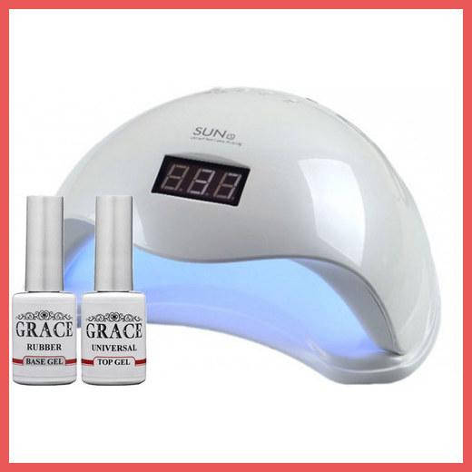

Набор лампа SUN5 UV/LED 48W + База + Топ Grace 8 мл