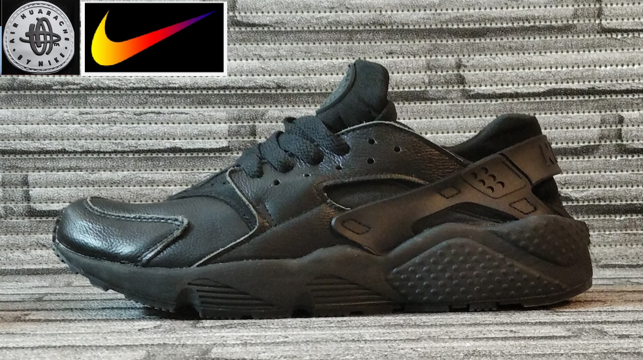 

Мужские кроссовки Найк Хуарачи. Nike Air Huarache. Кроссовки черные кожаные. 43, Черный