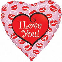 

Серце фольговане 18" рожеве I Love You губы, Розовый