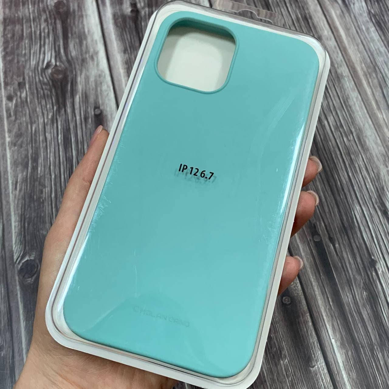 

Чехол для Apple iPhone 12 Pro Max плотный силиконовый однотонный чехол на айфон 12 про макс бирюзовый