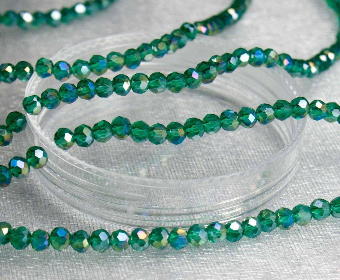 

Бусины хрустальные 2х2мм кол-во: 180-190 шт, изумрудный прозрачный с АБ (сп7нг-5503)