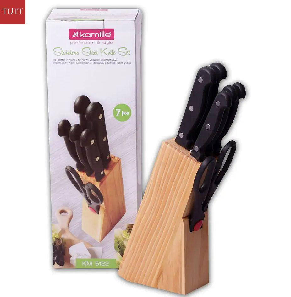 

Набор кухонных ножей Kamille (7 предметов) на подставке KM-5122