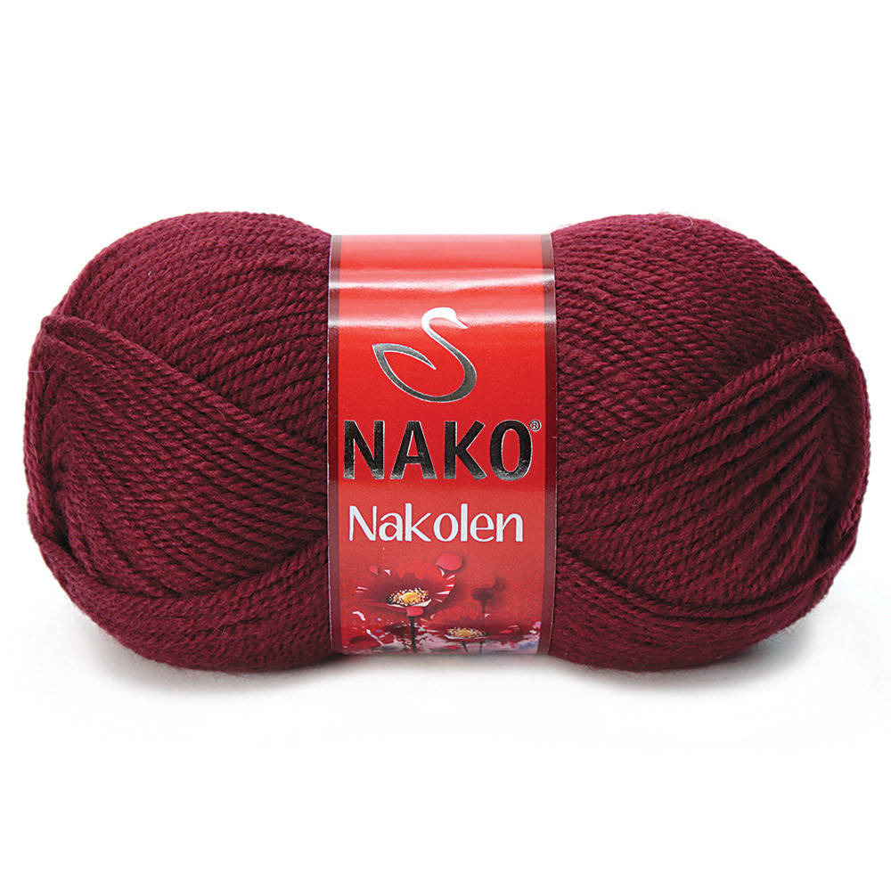 

Пряжа Nako Nakolen 999 бордовый (нитки для вязания Нако Наколен) полушерсть 49% шерсть, 51% акрил