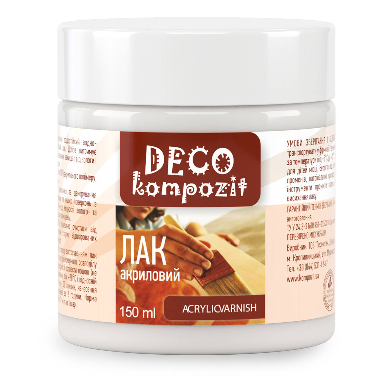 

Лак акриловий DECO Kompozit шовковисто-матовий 150 мл (591 501)