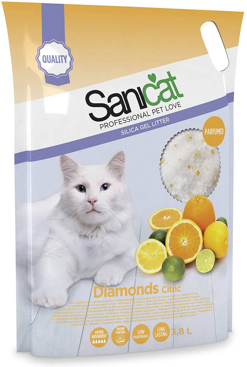 

Силикагелевый наполнитель 3.8л/1,8кг Sanicat Diamonds Citrus