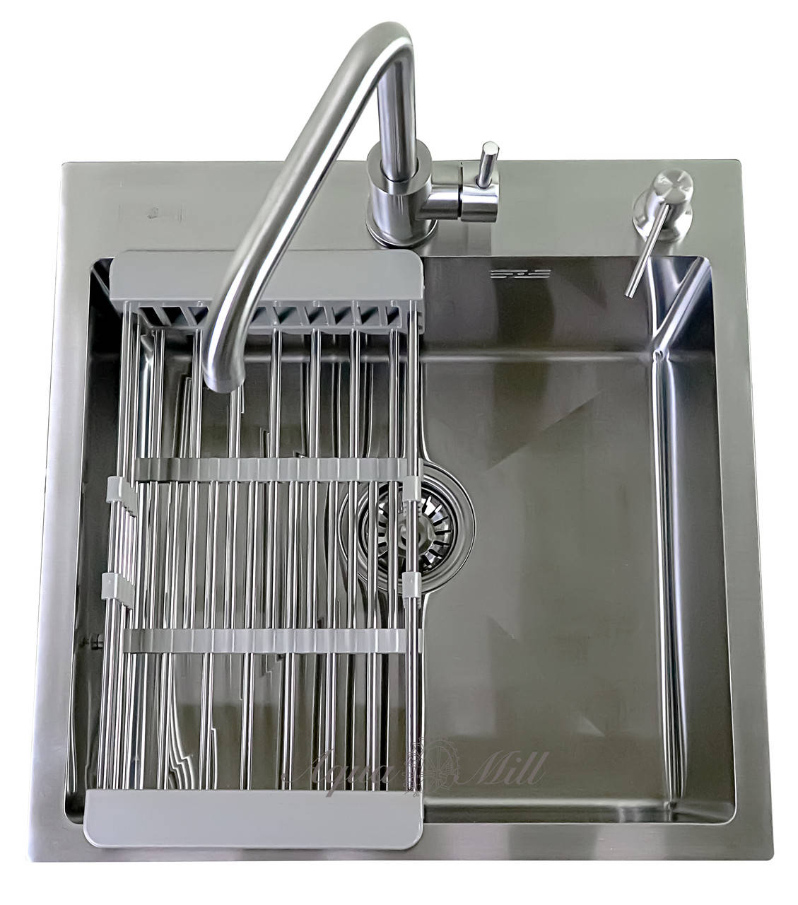 

Мойка из нержавейки AQUAMILL 5050 + смеситель + дозатор + решетка