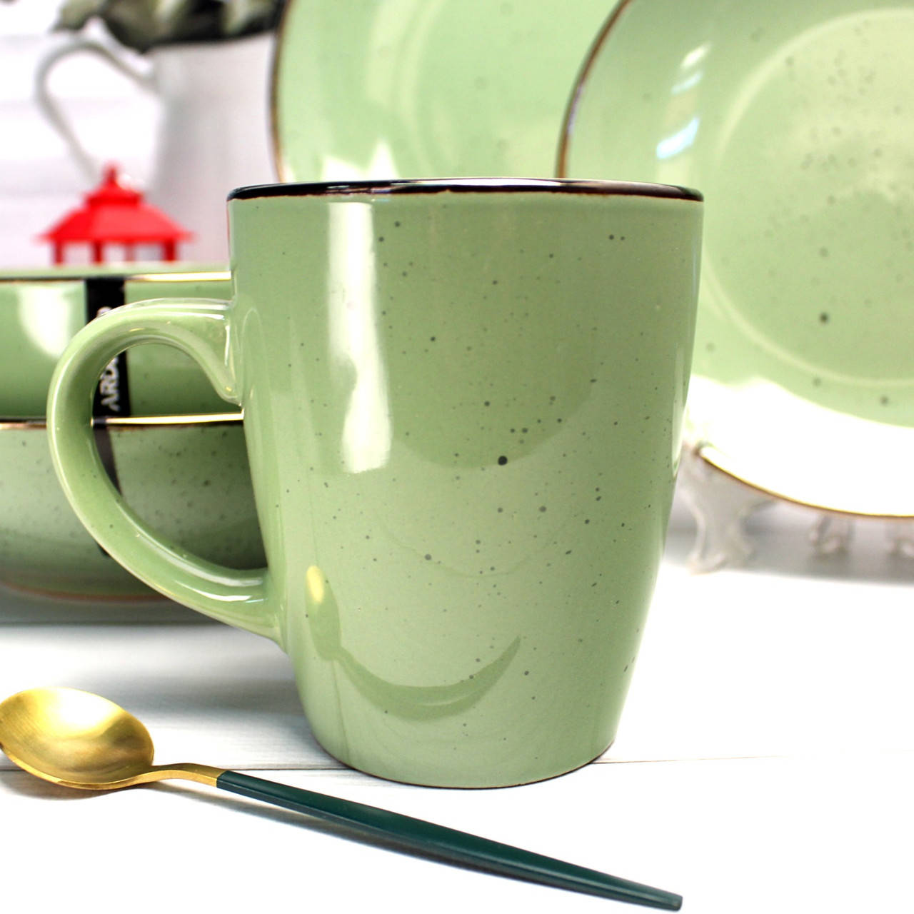 

Конусная зелёная керамическая кружка 360 мл Ardesto Bagheria Pastel green, Зелёный