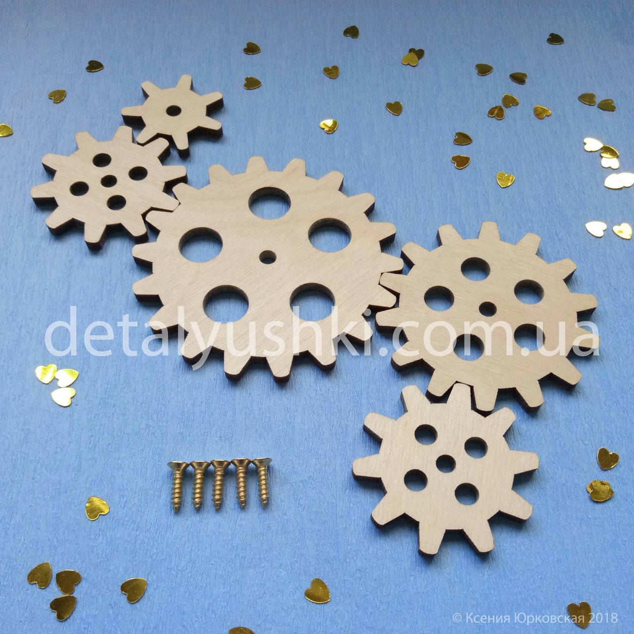 

Заготовка для бизиборда "Набор шестеренок 5 шт"+САМОРЕЗЫ. Полный комплект! busyboard