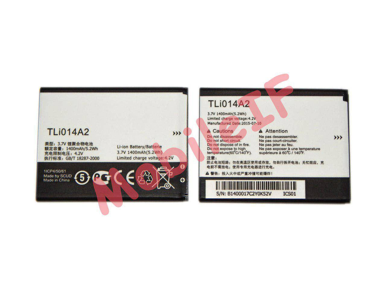 

Аккумулятор Батарея Alcatel TLi014A1, TLi014A2 CAB31P0000C1 4010D, 4012A, 4013, 4027, 4030, 4035D, 4037T, 5020