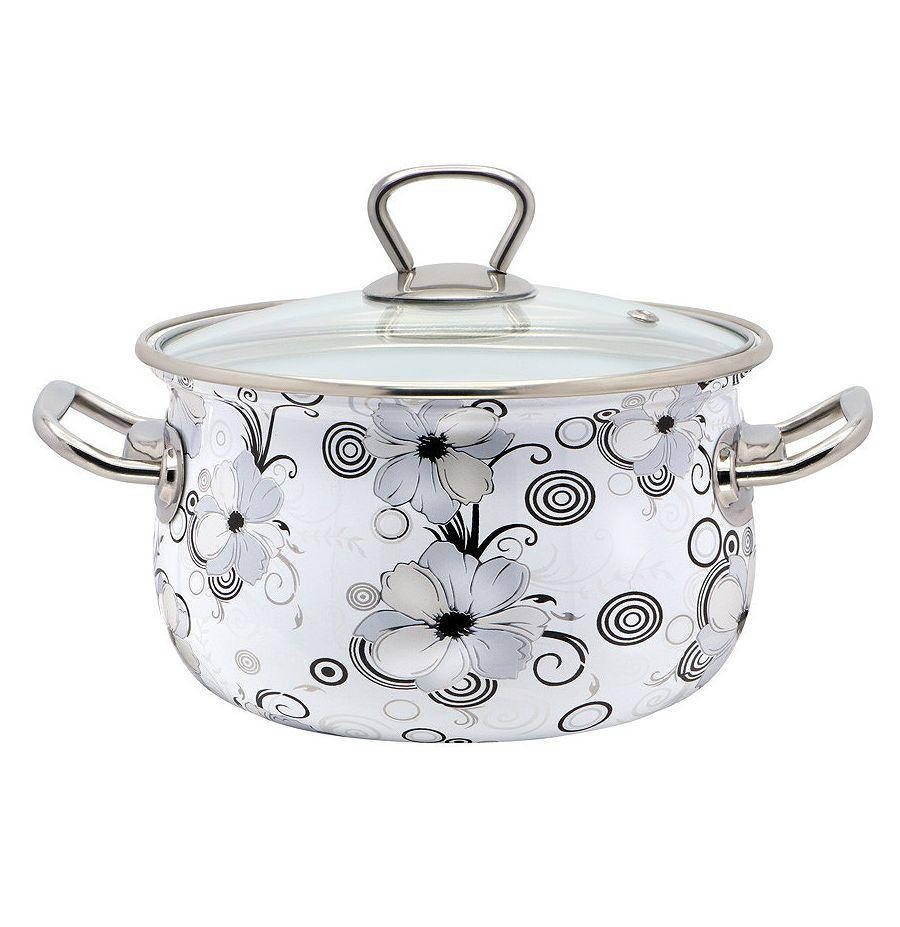 

Кастрюля эмалированная 2,1л "Кружево" 1279 INTEROS, Белый