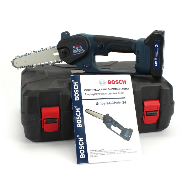 

Аккумуляторный мини веткорез Бош 24 (24V, 4Аh) Цепная пила с АКБ Bosch