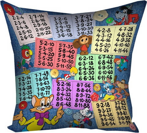 

Подушка с принтом габардиновая Таблица умножения 50x50 см (5P_MP057), Белый
