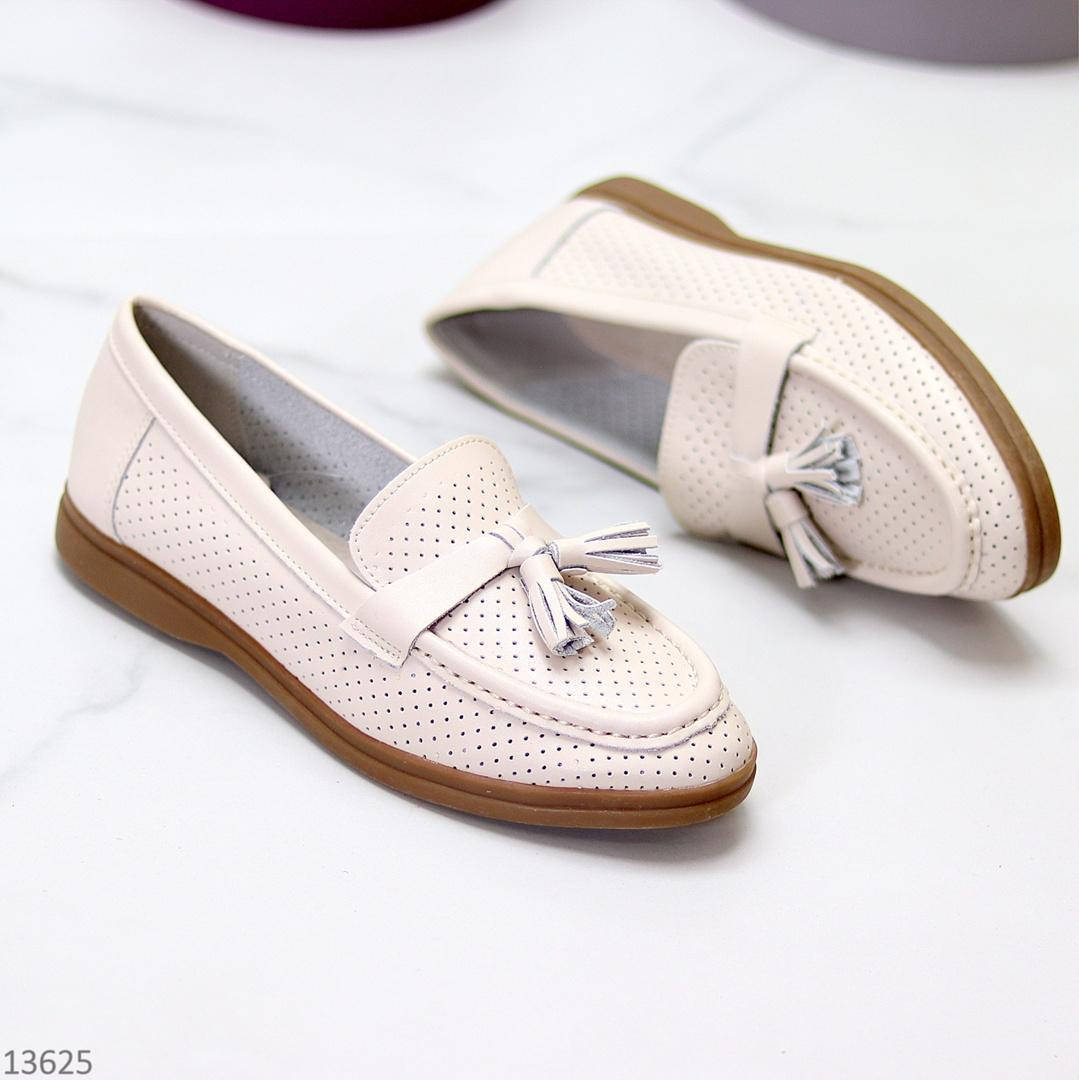 

Мокасины женские кожаные бежевые