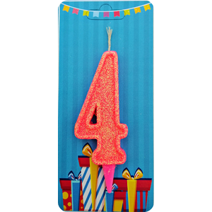 

Свеча цифра 4 розовый блеск