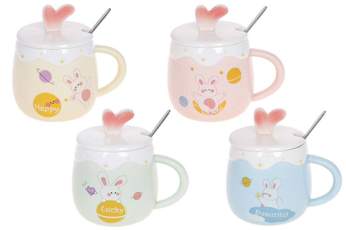 

Заварник фарфоровый с крышкой и ложкой "Funny Rabbits", 430 мл, 4 дизайна, Разные цвета
