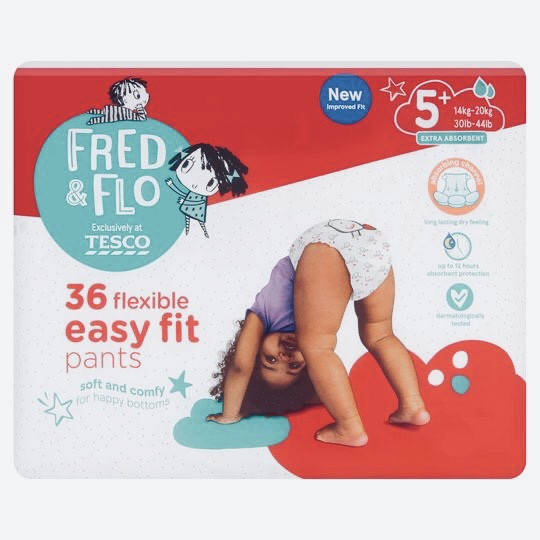 

Подгузники-трусики Tesco 5+ (14-20кг) 36шт Чехия, Белый