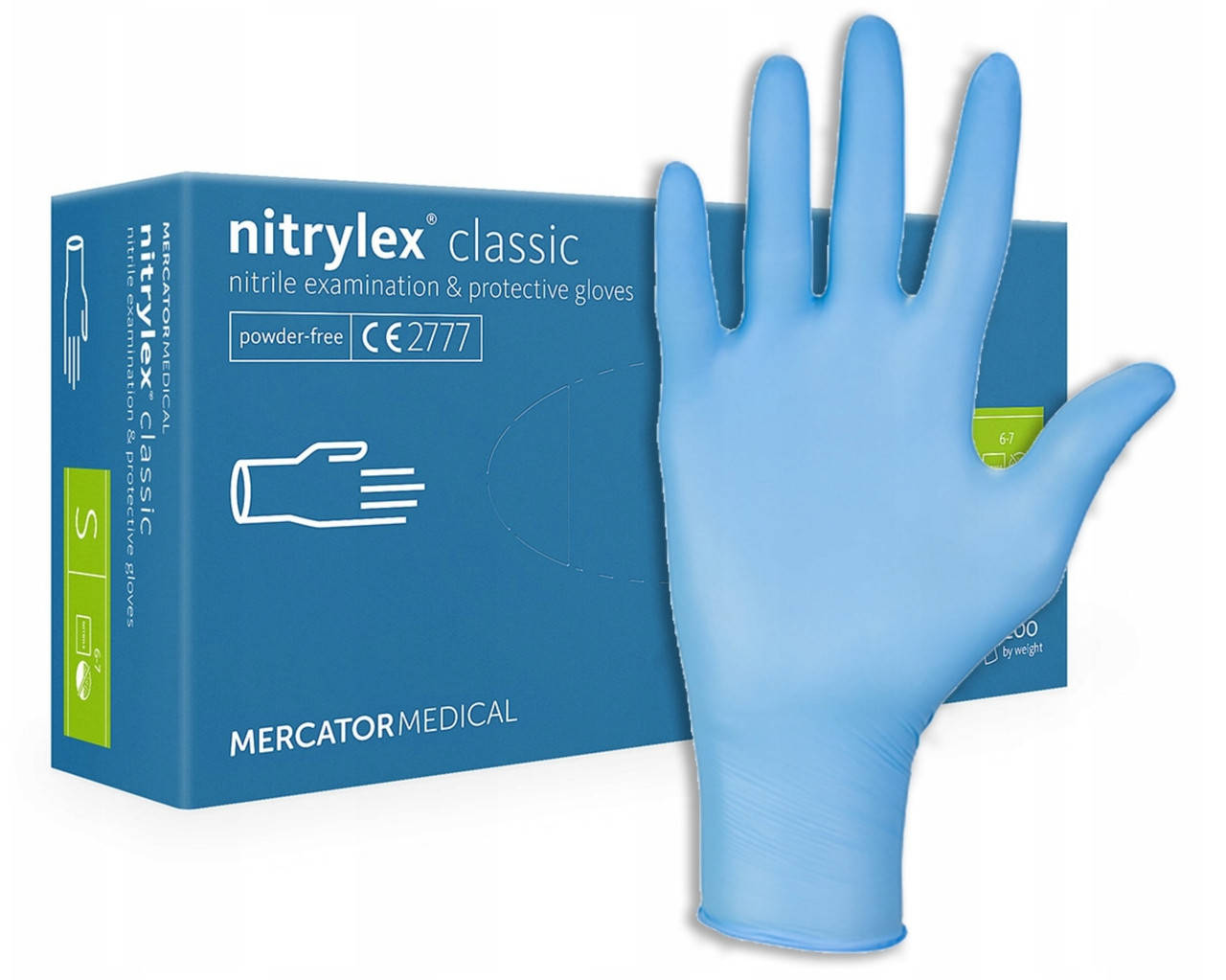 

Перчатки нитриловые Nitrylex classic голубые неопудренные размер, Голубой
