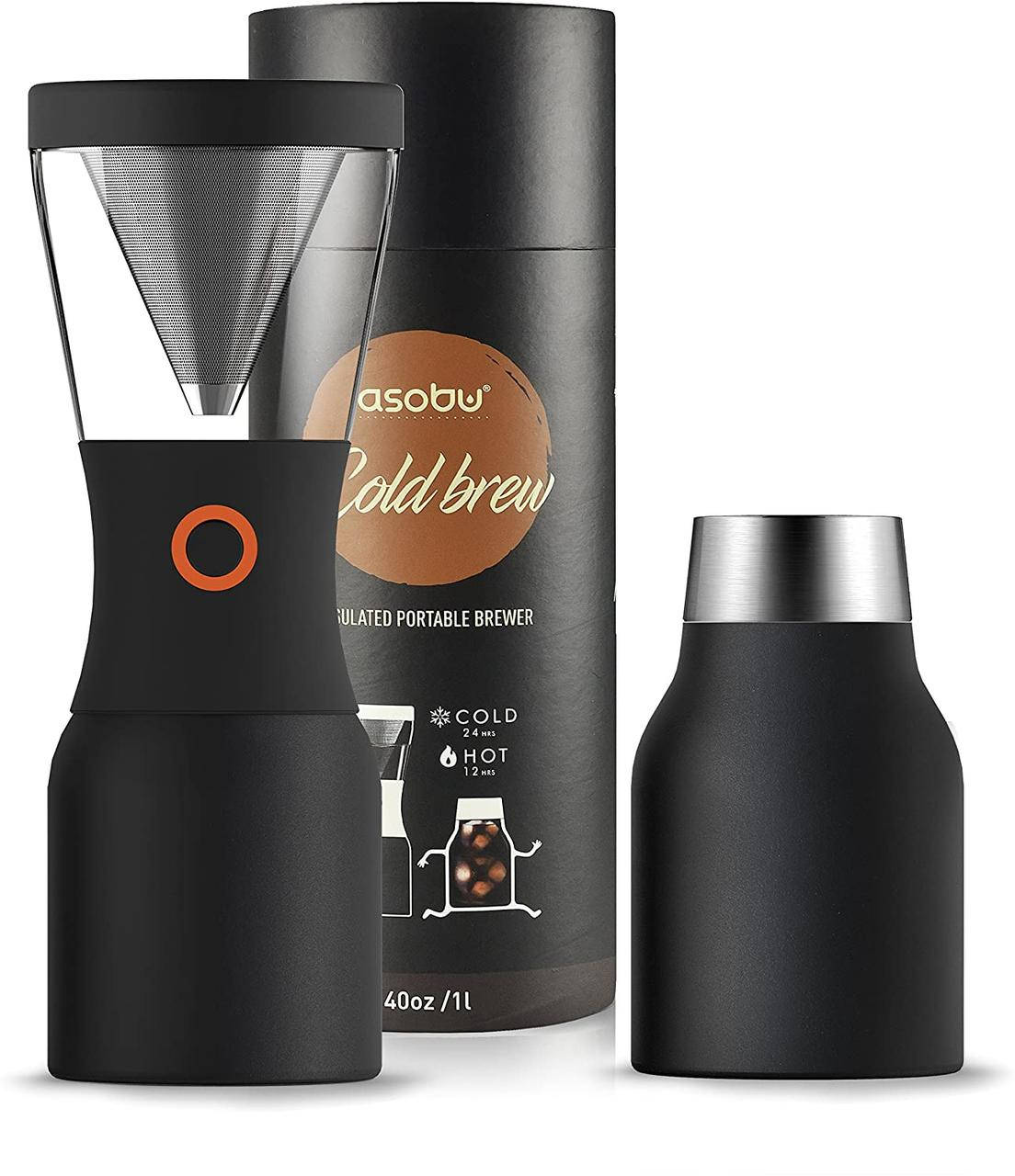 

Набор Asobu Cold Brew для заваривания холодного кофе, 1 л, с термосом, Черный