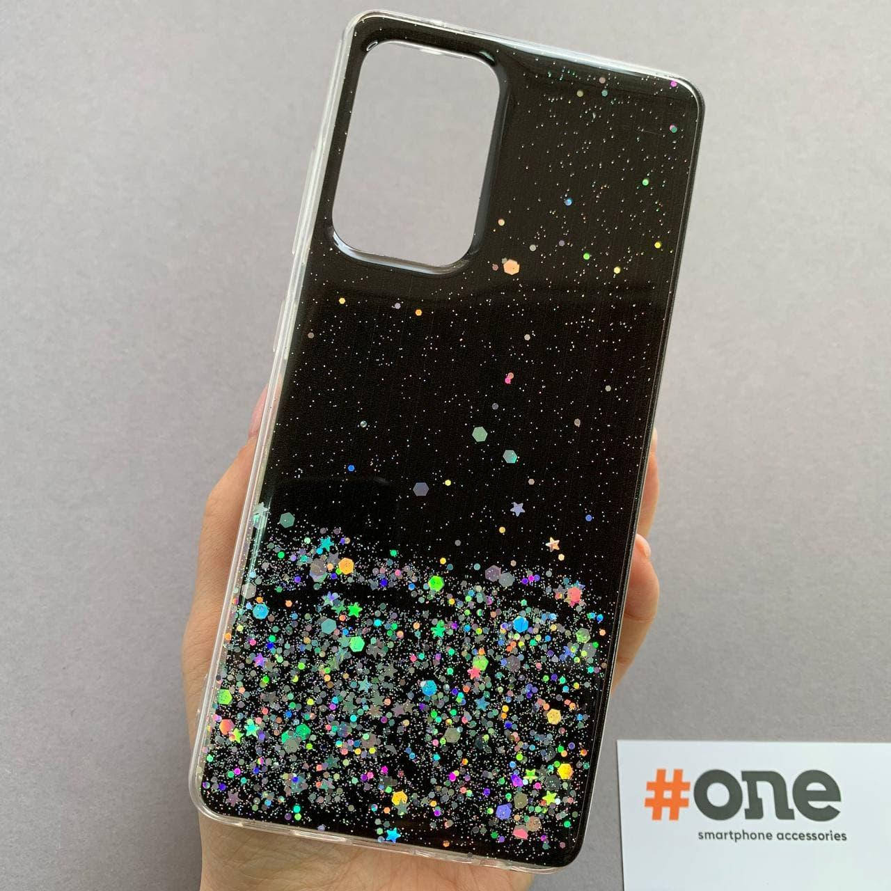 

Чехол для Samsung Galaxy A52 накладка блестящая со звездочками чехол на телефон самсунг а52 черный R5U
