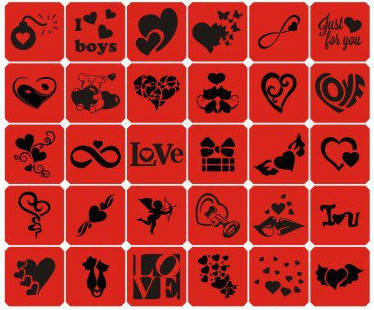 

Набор трафаретов для био-тату Valentine1 30 шт.