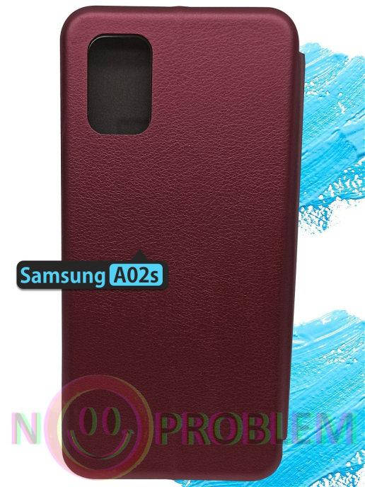 

Чехол книжка Samsung A02s бордо \ Чехол книжка Самсунг А02с чехол книжка магнитная есть отдел для карты, Бордовый