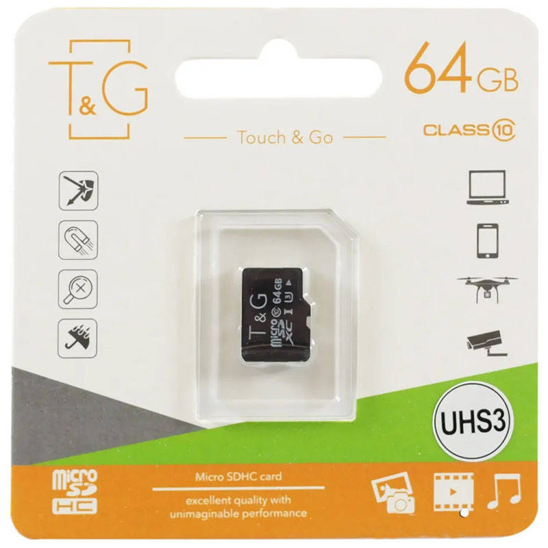 

Карта памяти T&G microSDXC (UHS-3) 64 GB class 10 (без адаптера)