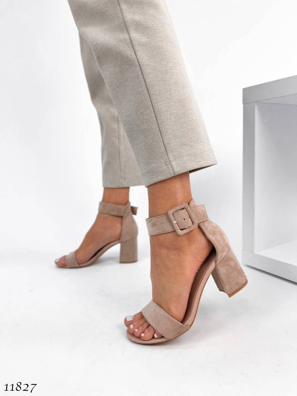 

Босоножки женские бежевые на каблуке замшевые 36 37 38 39 40