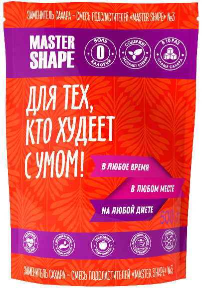 

Сахарозаменитель ФитПарад Master Shape №3 (1:10) дой-пак (500 грамм)