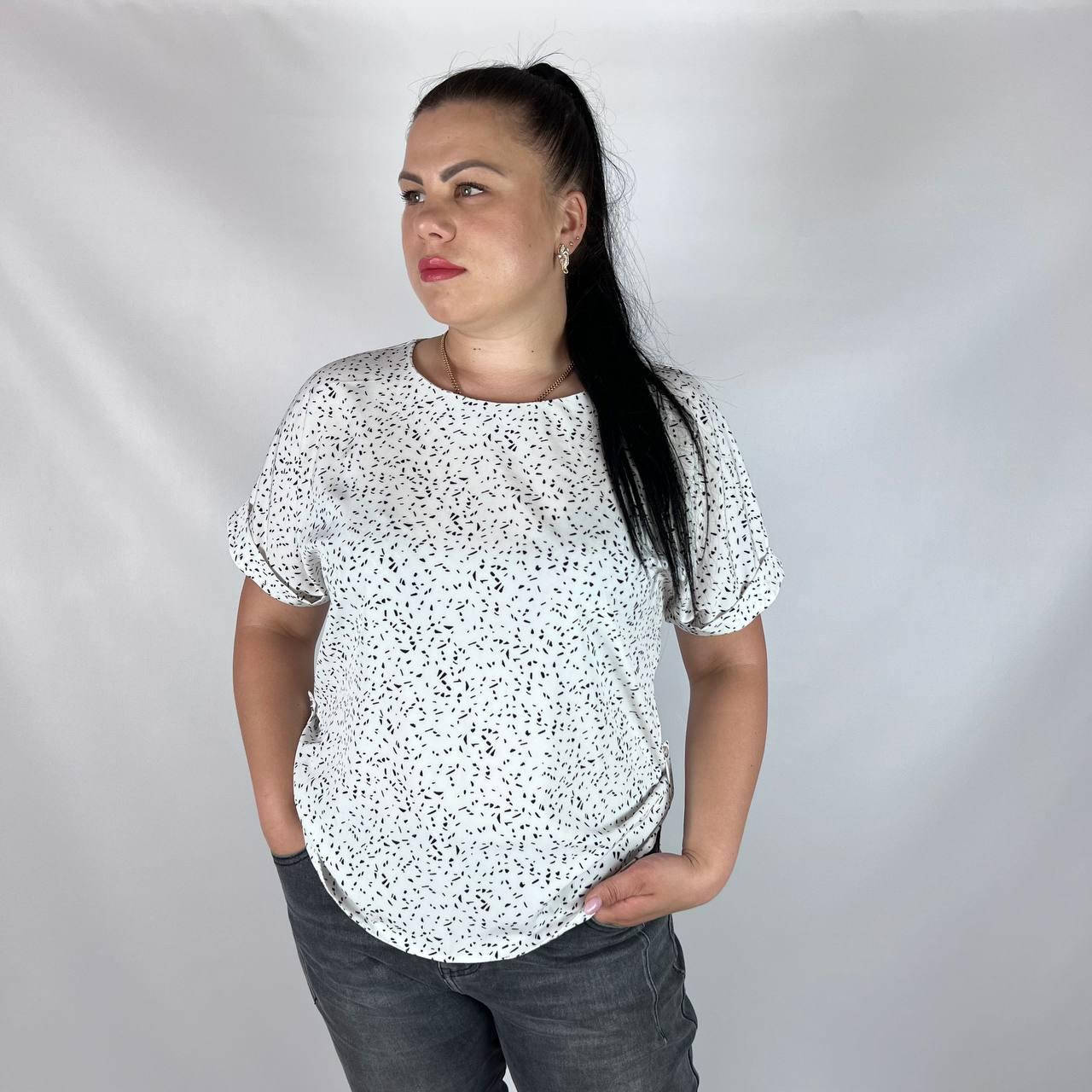 

Женская блузка с коротким рукавом софт размеры 54 56 58 60 женские блузки и туники 56, Белый