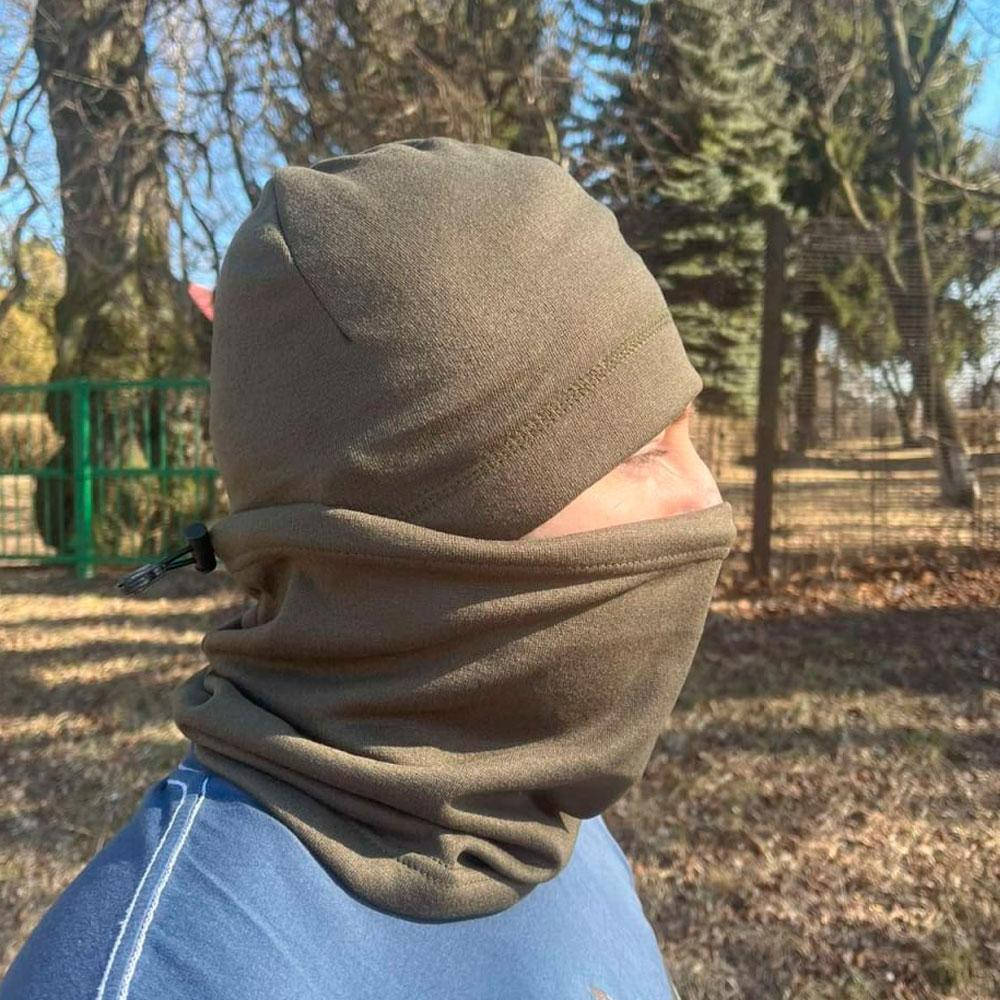 

Теплый Бафф+Шапка в Подарок! Флисовая шапка-бафф Олива, унисекс, Черный