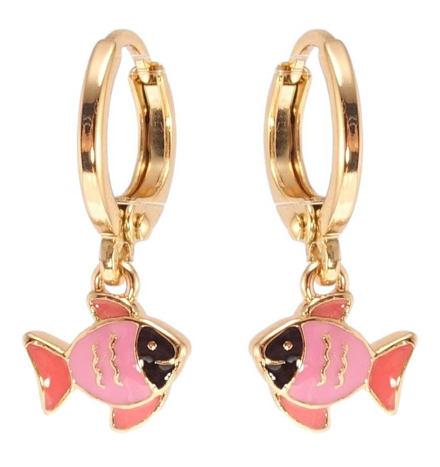 

Серьги детские Xuping Позолота 18K колечки "Рыбки покраска цветной эмалью"