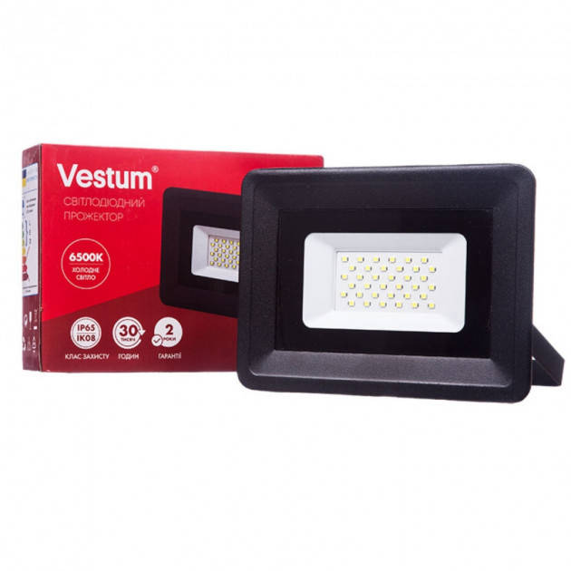 

Прожектор светодиодный для дома и улицы переносной LED 30 Вт 2600Лм 6500К IP65 Vestum