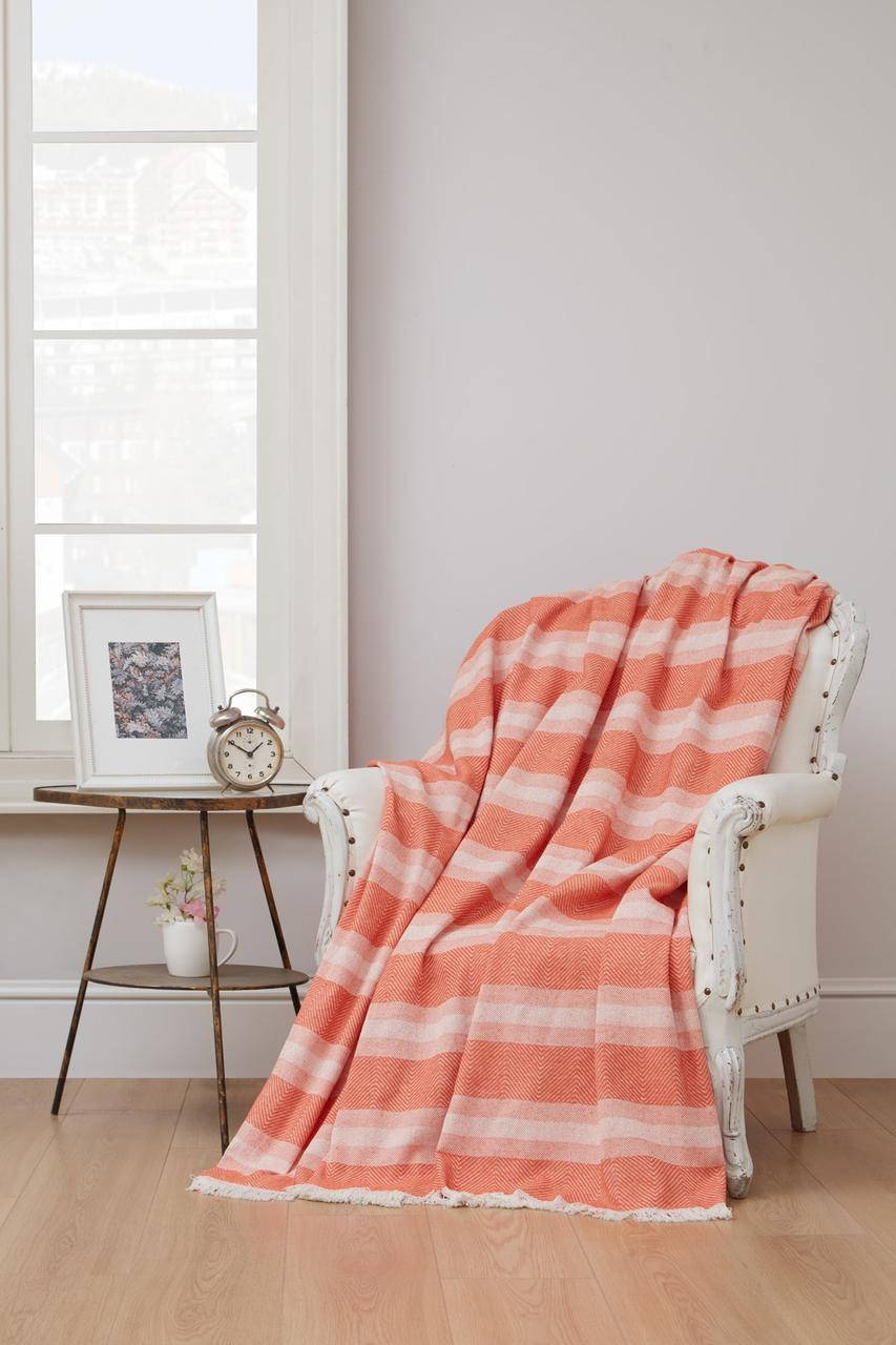 

Плед-накидка Eponj Home - Denizli Kareli 190*220 turuncu оранжевый