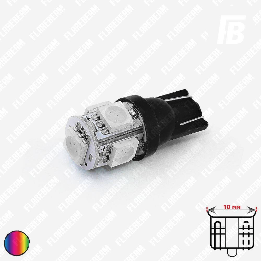

Лампа LED цоколь T10 (W3W/W5W, бесцокольная), 12 В, SMD 5050*05 (красный)
