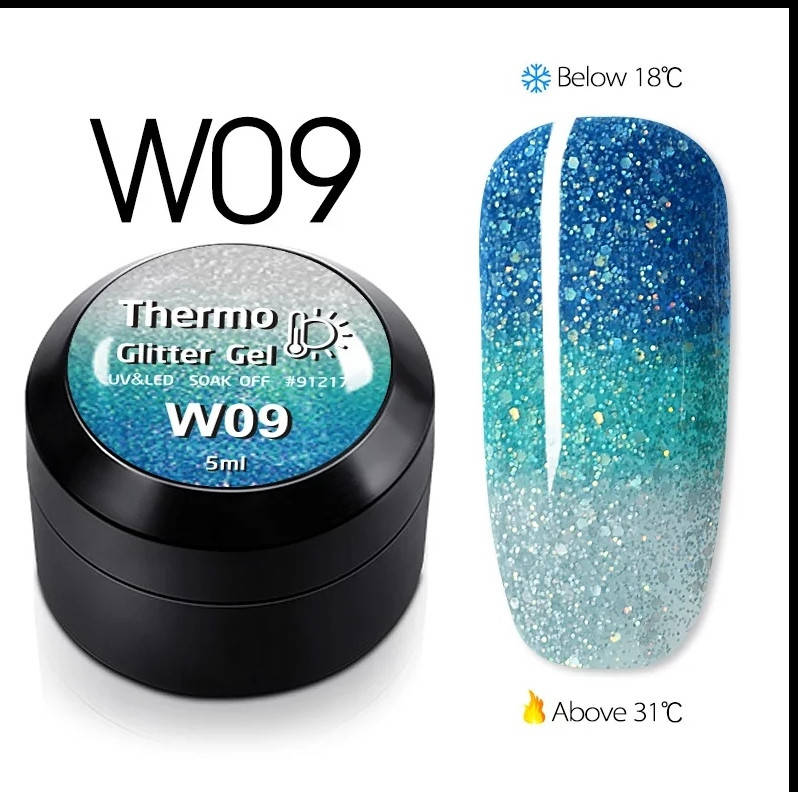 

Термо Гель лак блестки с термоэффектом 5мл. Термолак с глиттером