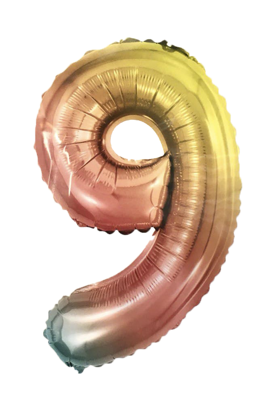 

Шар фольгированный радужный, цифра "9", Разные цвета