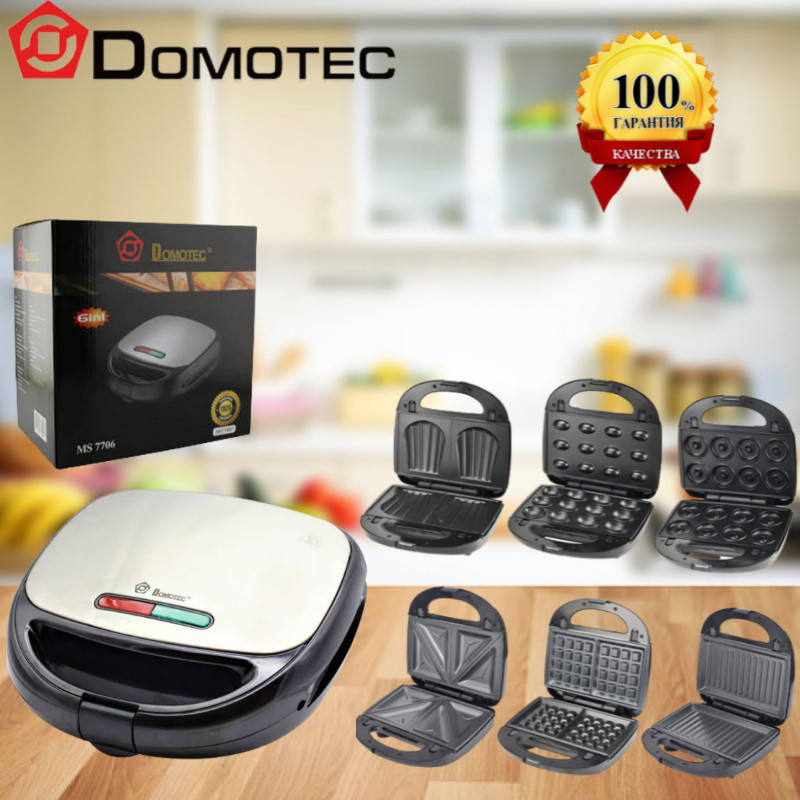 

Мультимейкер 6 в 1 Domotec MS 7706 Гриль Бутербродница Сендвичница Вафельница Орешница Мультипекарь