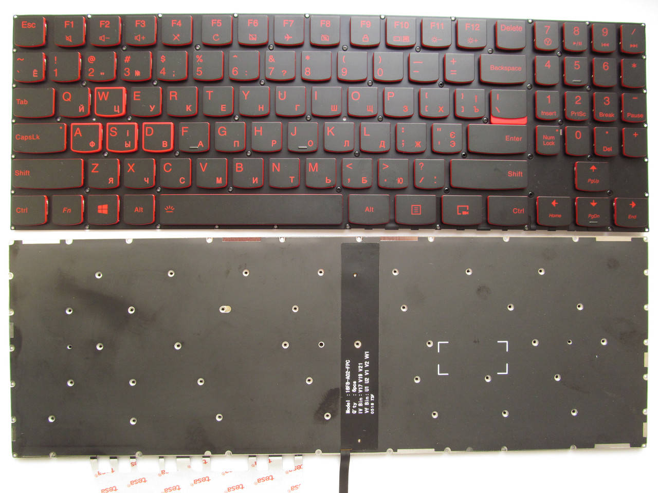 

Клавиатура для ноутбуков Lenovo Legion Y520, Y530, Y540, Y720, R750 черная с подсветкой (RED) RU/US, Черный