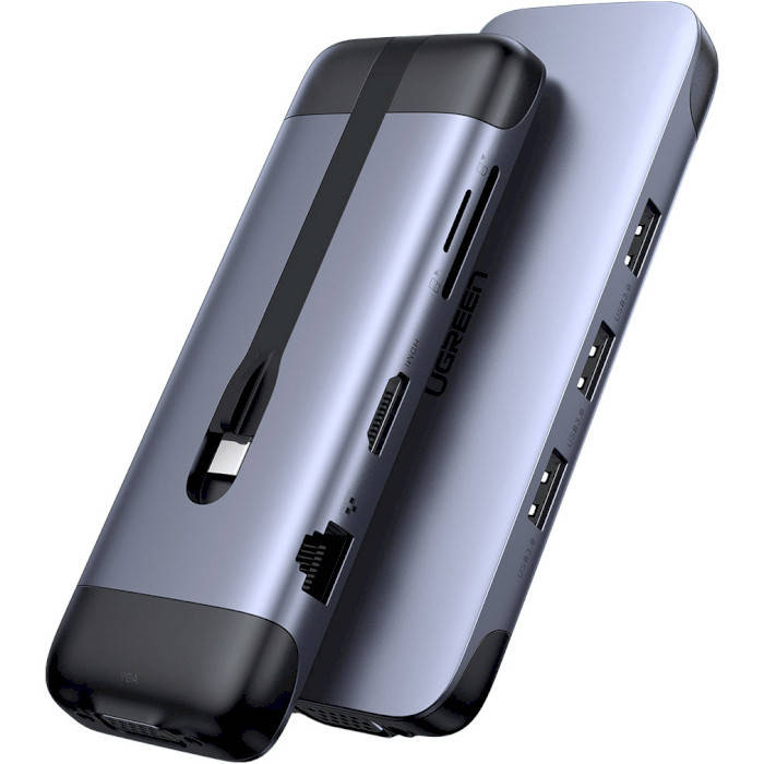 

Многопортовый адаптер концентратор UGREEN 9-in-1 USB-C Hub Grey (CM286)