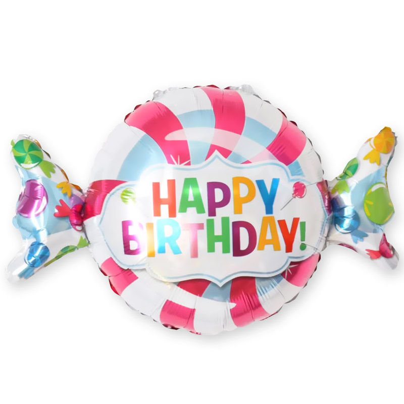 

Фольгированный шарик КНР (48х68 см) Конфета Happy Birthday, Разные цвета