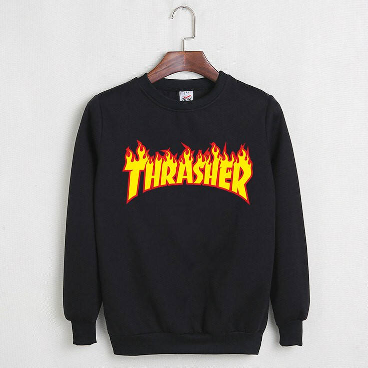 

Свитшот Thrasher Flame черный с логотипом, унисекс (мужской, женский, детский)