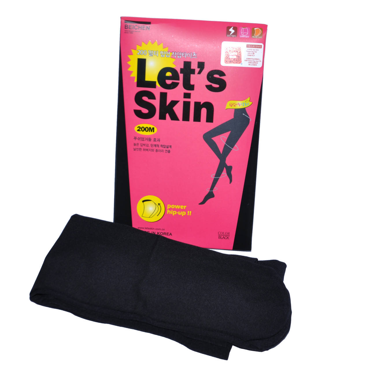 

Корейские утягивающие колготки LETS SKIN с удобной талией 200 DEN черные, Черный