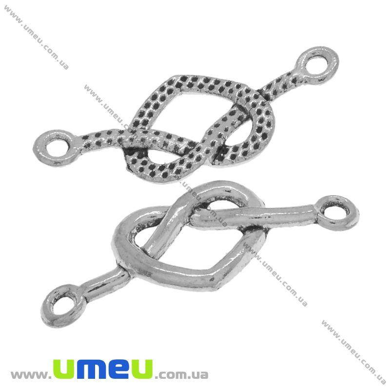 

Коннектор металлический Сердце, 33х13 мм, Античное серебро, 1 шт (KON-036758)