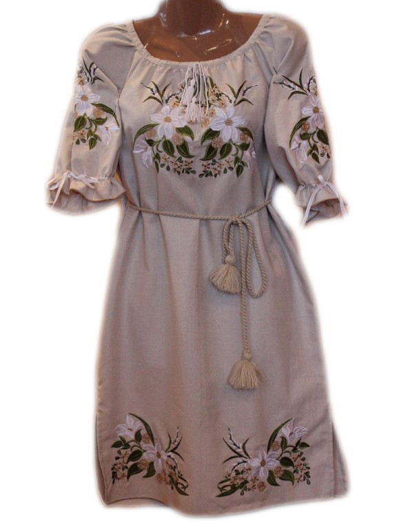 

Вышитое платье "Белоснежные лилии" PL-0017