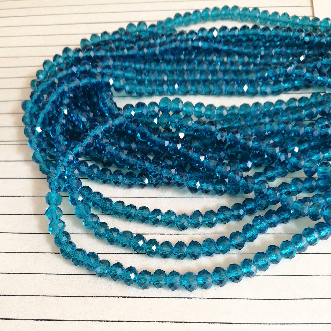 

Кришталева намистина, рондель, морська хвиля, 6х8 мм