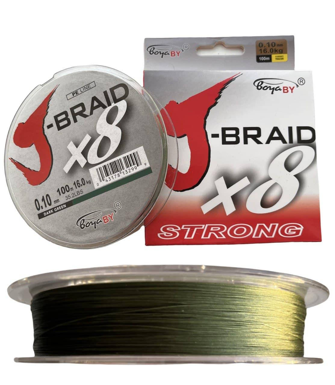 

Шнур BOYA J-BRAID 100м 0.12мм X8-ми жильный тест 18кг зеленый, Зелёный